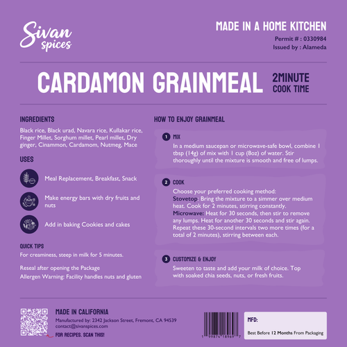 Cardamom GrainMeal - Mixed Rice & Millet cardamom flavored drink powder